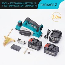 전기 전동 자동 대패 무선 15000rpm 라우터 트리머 렌치 포함 목재 절단기 마끼다 배터리용 목공 도구 호환, 2Battery 3.0A+EU