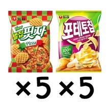 (라니랜드) 농심 입이 심심할때 남녀노소 간식 스낵 봉지과자 벌집핏자5봉지+포테토칩샤워크림어니언5봉지 총 10봉지