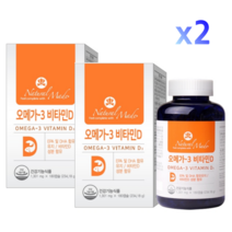 오메가3 & 비타민D 180캡슐 6개월분 혈행 개선 골다공증 발생위험 감소 영양제, 2병