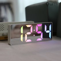 리프팀 미니 알람 LED 무소음 탁상시계 미러, 화이트