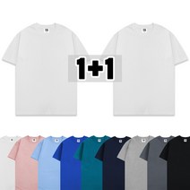 더팀 1+1 남여공용 베이직 20수 무지 라운드 반팔 티셔츠 (9컬러)