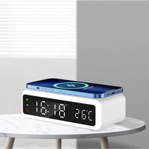 LED 무드등 디지털 알람시계 전자 탁상시계 무소음 15W 고속 무선충전기 실내온도 표시