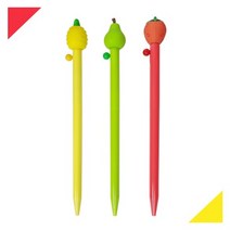 [마치]과일니들노크펜 0.7mm 파인애플볼펜 사과볼펜 딸기볼펜, 5개입, 빨간딸기