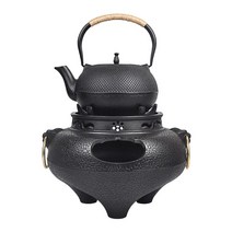 주물 화목 난로 회사 차 전통 주철 숯 철 주전자 끓는 스토브 일본식 그릇, 1.8L 작은 입자 쇠주전자 세트