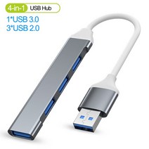 노트북 랩탑 멀티 허브 USB 허브 확장 4 포트 유형 C 3.0 허브 USB 분배기 고속 OTG 어댑터 휴대용 PC 컴퓨터 Xiaomi Macbook Pro Air, 04 USB-grey