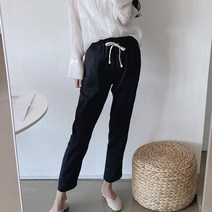 제이에프앤씨 여성용 마바지 9부 밴딩 린넨팬츠 일자핏