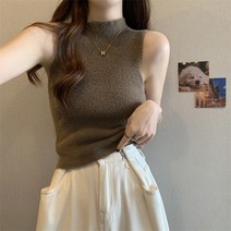 [세인트이브] T6467 반폴라 민소매 니트나시티