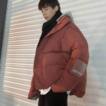 가바바 남성 겨울 숏패딩 귀여우면서 깜찍하고 힙합 스타일 레터링 패치 포인트 터틀넥 후드 데일리 패딩점퍼 G40664