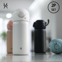 (1+1) JVR 모노아이 원터치 스텐텀블러 350ml 스파우트 보온보냉 텀블러 스텐보온병 어린이 유아 텀블러 물병 물통, 핑크+블랙
