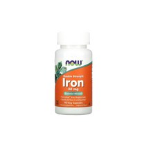 NOW Foods 나우푸드 Iron 철분 36mg 90 Veg Capsules 하이프로멜로스 stearic acid 스테아르산, 90개입/36mg/1정