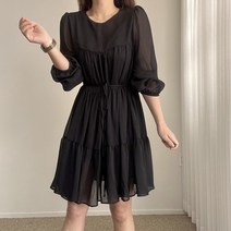 에이치스 하늘하늘 청순 러블리 3단쉬폰 캉캉 미디원피스