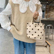라라티나 데일리 코듀로이 도트 토트백