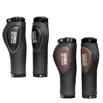 고릭스 자전거 그립 쿠션부착 레자 그립 손잡이 에르고디자인(GX-VH12), 블랙x블랙