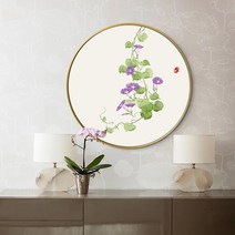 난 꽃 유화 그리기 DIY 사군자 수묵화 원형 액자 장식 명화 그림, 60cm, 내부프레임+캔버스+페인트+브러시+액세서리, NX3852