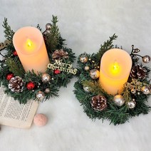 [대형생화리스] 솔방울 메리 리스 캔들용 리스 크리스마스 소품 재료, 레드