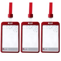 빅드림 6042 메탈 ID사원증 카드홀더 명찰 + 끈 세트 세로형, 메탈블루(카드홀더), 블루(끈), 3세트