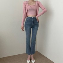 VANANA2 쫀쫀스판 여성용 여리여리핏 세미부츠컷 청바지