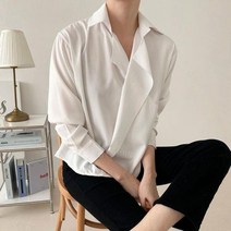 브이와이 여자 세미정장 오픈넥 증명사진룩 블라우스