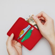 수제 가죽 지폐수납 카드지갑 베지터블 파라핀레드