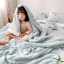 이불베개세트 얇은 자수 여름 시원한 이불 에어 컨디션 이불 소파 던지기 이불 성인 키즈 워싱 코튼 침대