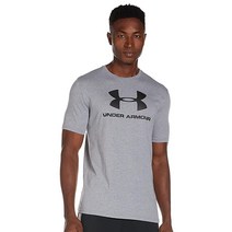 언더아머 Under Armour 남성용 스포츠스타일 로고 반팔 티셔츠 아카데미 블루 (408)/화이트 M 152914, 3X-Large, Steel Light Heather (036)/Blac