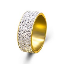 세라믹반지 비즈 실반지세트 남자 여성을 5 행 라인 클리어 크리스탈 결혼 반지 라인석 스테인레스 스틸 여성 학생 보석