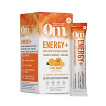Om Mushroom Superfood Energy Plus 버섯 파우더 드링크 믹스 시트러스 오렌지 1인분 10개 버섯 블렌드 동충 예르바 마테 강황 비타민 B 복합체 운동 전 완료 면역 보충제, 0.21 온스(10개 팩)