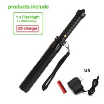 호신봉 경찰 3단 진압봉 삼단봉 자기 방어 led 손전등 스틱 방수 야구 방망이 초점 비상 자기 방어 anti riot equipment flashlight, 612-검은-우리