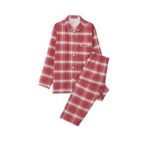 MUJI 무인양품 커플잠옷 체크무늬 수면 파자마 / 레드 여자파자마 겨울파자마, 사이즈_L~XL, 상세페이지 참조