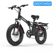 DEEPOWER 1000W 접이식 전기자전거 20인치 12.8AH 팻바이크 mtb 산악전기자전거, 블랙(관세포함)