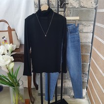 상상그이상 여성용 간절기 소프트 레이온 스판 폴라 티셔츠