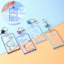 캐릭터 사원증 케이스 교통카드 포터카드 홀더 명찰 신분증 아크릴 투명 목걸이줄, 러블리토끼