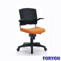 ForU47 사원용 회전의자 플러키 팔유 사출 쿠션 사출발 공부의자 등받이의자 책상의자, 블랙 자주
