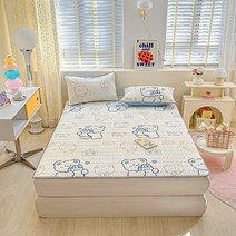 침대 쿨매트 여름 아이스 냉감 쿨링 쿨패드 냉매트 시원한 쿨젤, 화이트베어(침대린넨타입매트리스토퍼+베갯잇)