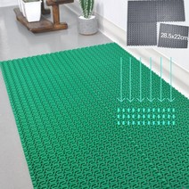 문앞 물빠짐 현관매트 조립식 PVC바닥매트 신발털이 출입문 바닥깔판 실외발판 업소현관 야외용 깔판, 레드