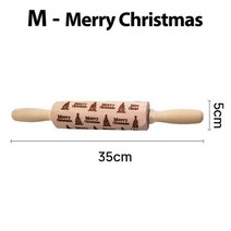 크리스마스 롤링 핀 바위 눈송이 엘크 나무 엠보싱 베이킹 쿠키 비스킷 퐁당 케이크 무늬 롤러35*4.5cm, Merry Christmas
