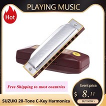 스즈키 포크 마스터 블루스 하모니카 표준 키 C A B D E F G 10 홀 20 톤 Diatonic Blues Gaita Harmonica for Beginner, C Key