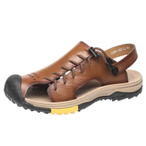 등산샌들 여름용등산화 남성 트레킹 샌들 야외 가죽 등산 여름 캐주얼 신발 풀 그레인 플러스 사이즈 384