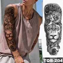 팔뚝 소매 문신 해골 천사 전사 방수 임시 탑토 스티커 날개 봉황 신체 예술 전가 탑토 남녀 거리 패션, 14-TQB204
