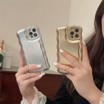 아이폰 14 13 12 11 무지 골드 실버 물결 패딩 케이스, i14PROMAX 실버_4012, 1개