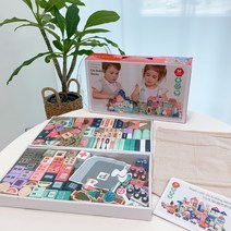 파스텔 원목 블록 115PCS 어린이 나무 블럭 놀이 유아 만들기 원목장난감