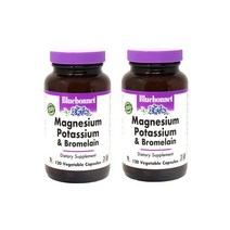 BlueBonnet 블루보넷 마그네슘 칼륨 브로멜라인 파인 효소 140mg 120베지캡슐 2팩, 120캡슐