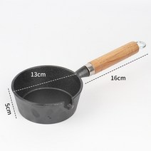 그리들팬 삼겹살불판 솥뚜껑 불판 곱창팬 kata cast iron mini nonstick 프라이팬 flat bottom omelette pan with wooden 휴대용, 13cm
