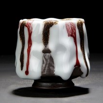 플랫화이트잔 아인슈페너잔 에스프레소샷잔 밀크글라스Japanese style rough pottery flowing glaze tea cu, 07 보라색_01 301-400ml