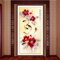 모란 구어도 행운 인테리어 사무실 현관 재물운 보석 십자수 재료 diy, 40X80cm