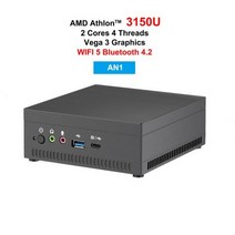 미니 PC 소형 mini 컴퓨터 AMD라이젠 R5 4500U R7 2700U 3750H 4800U 베가 그래픽 포함 4K UHD Nvme SSD 데스크탑 게임용, 해외공급사, 32G RAM 1TB SSD + AU, AN1 Athlon 3150U