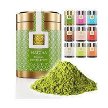 Tea Uniqo - 프리미엄 말차 차 분말 음용에 적합 극도로 미세한 것 아이스크림 라떼 쉐이크 베이킹 또는 요리에도 적합 고귀한 주석에 담긴 100% 천연 일본 녹차, Premium Matcha