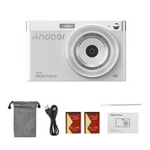 브이로그카메라 풀프레임 미러리스 디지털 카메라 andoer 4k 비디오 캠코더 50mp 2.88quot ips screen af ​​face detact 스마일 캡처 내장, 하얀, 32GB 카드 추가