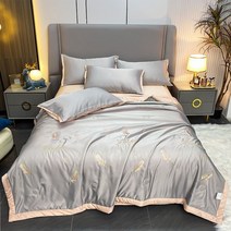 수 놓은 빨 실크 여름 이불 4 종 세트 텐셀 여름 시원한 이불 싱글 더블 에어컨 이불 4 종 여름 이불