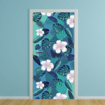 오너클랜 현관문 리폼 시트지_블루 트로피칼 그라데이션